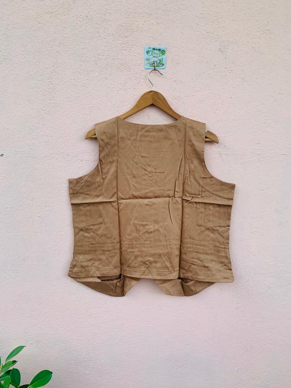 Beige Sleeveless Waistcoat