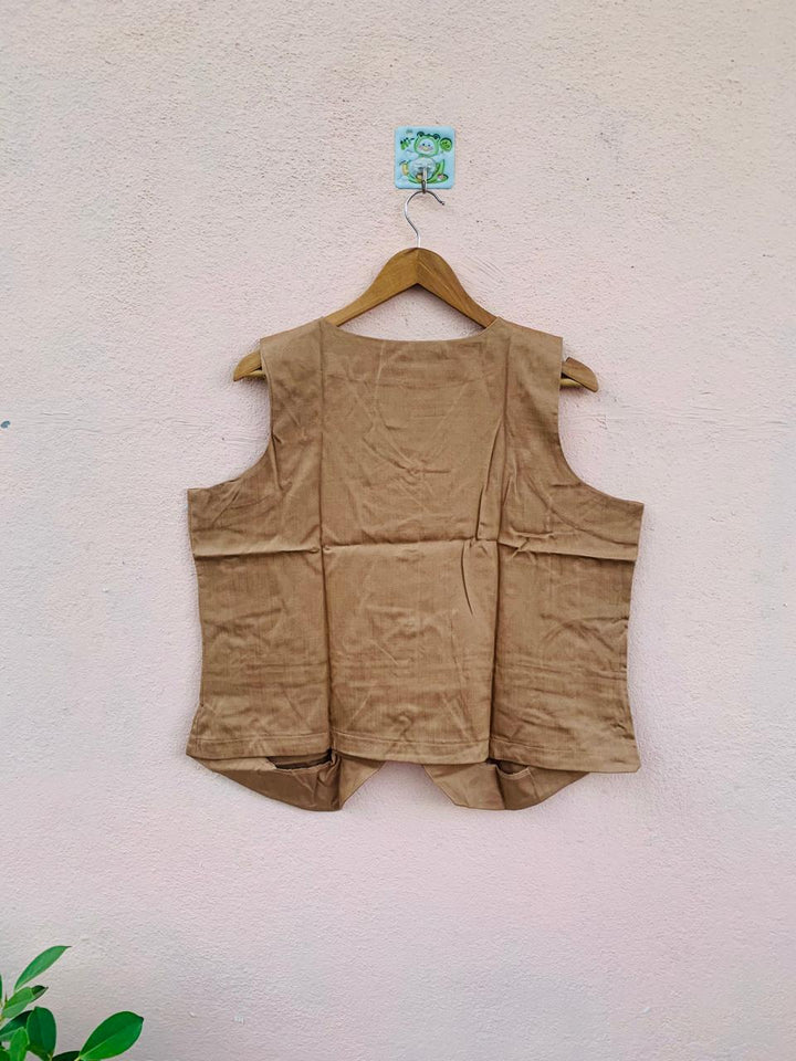 Beige Sleeveless Waistcoat