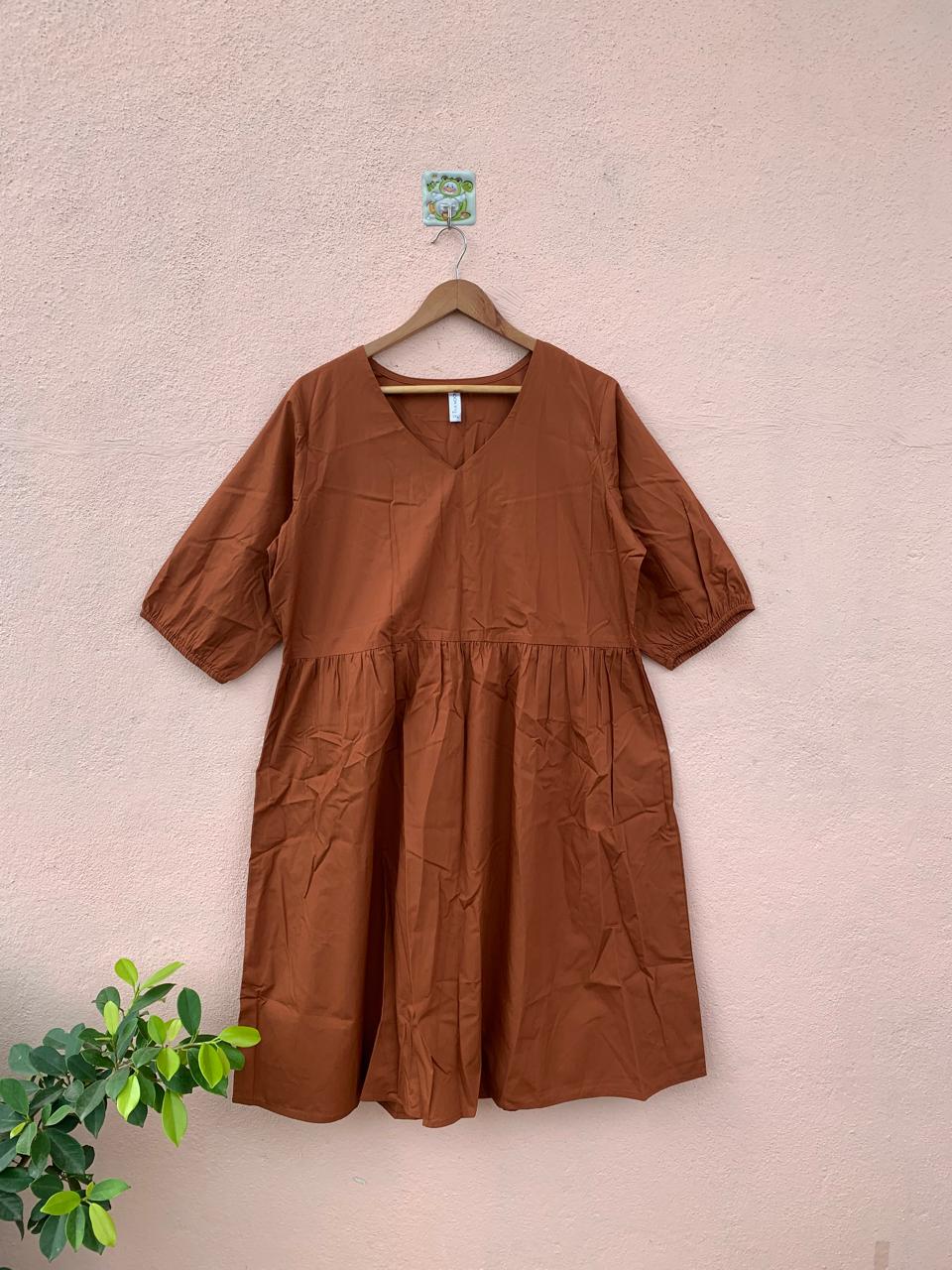 Brown Cotton Dress