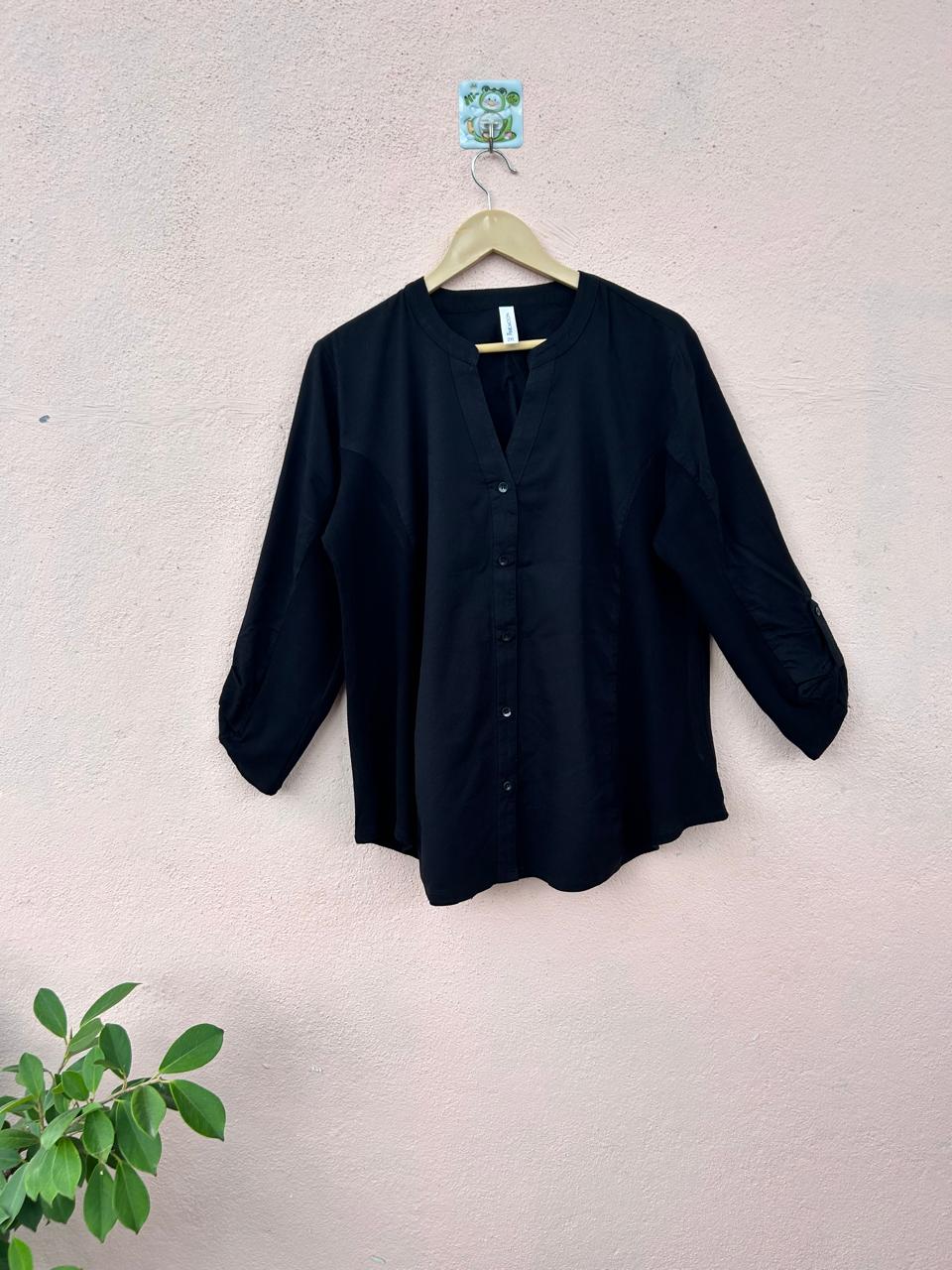 Black V-Neck Shirt Top