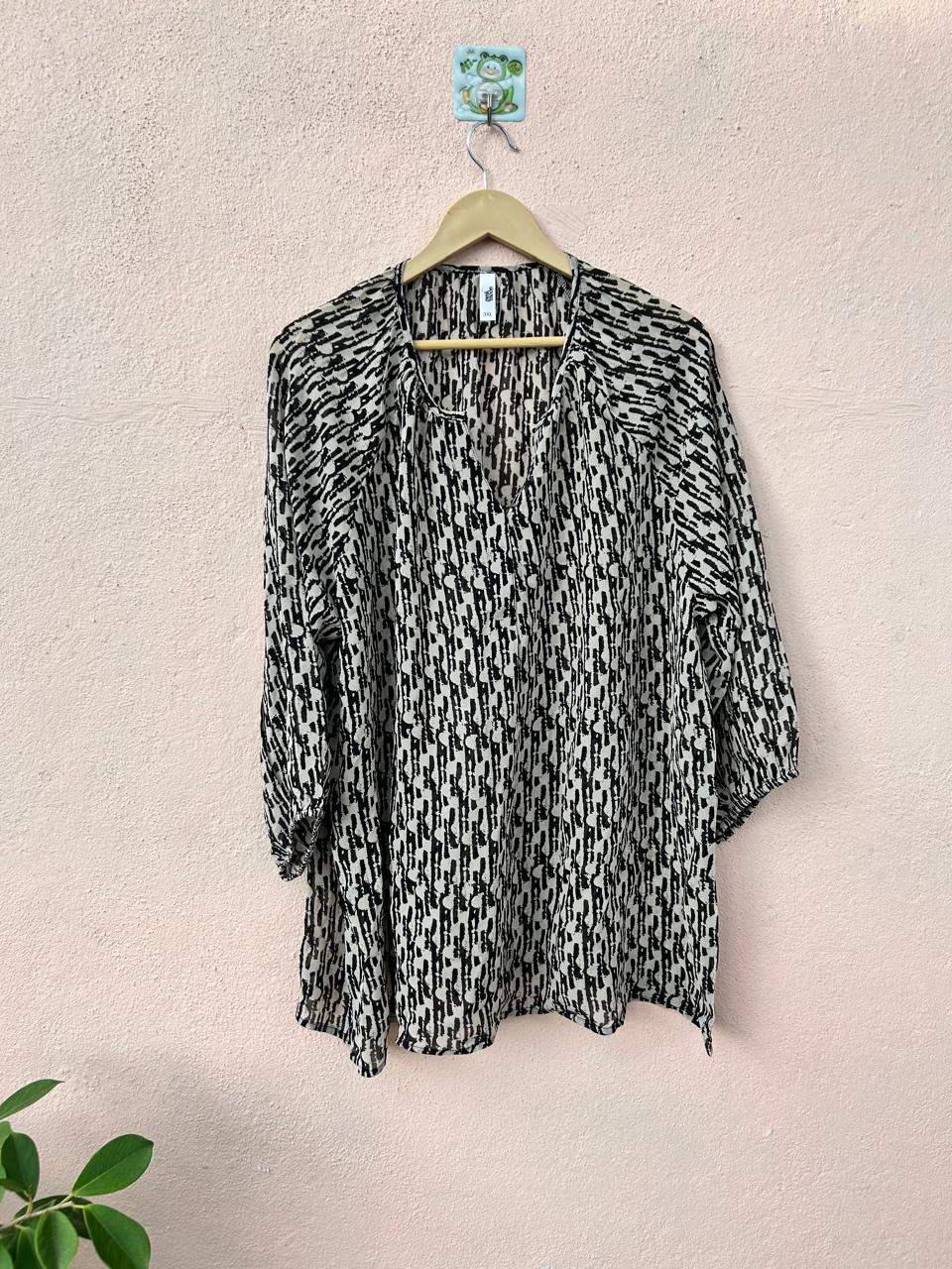 Printed V-Neck Top