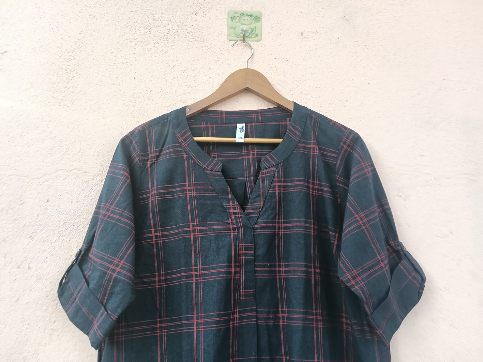 Navy Cotton Checks Dress