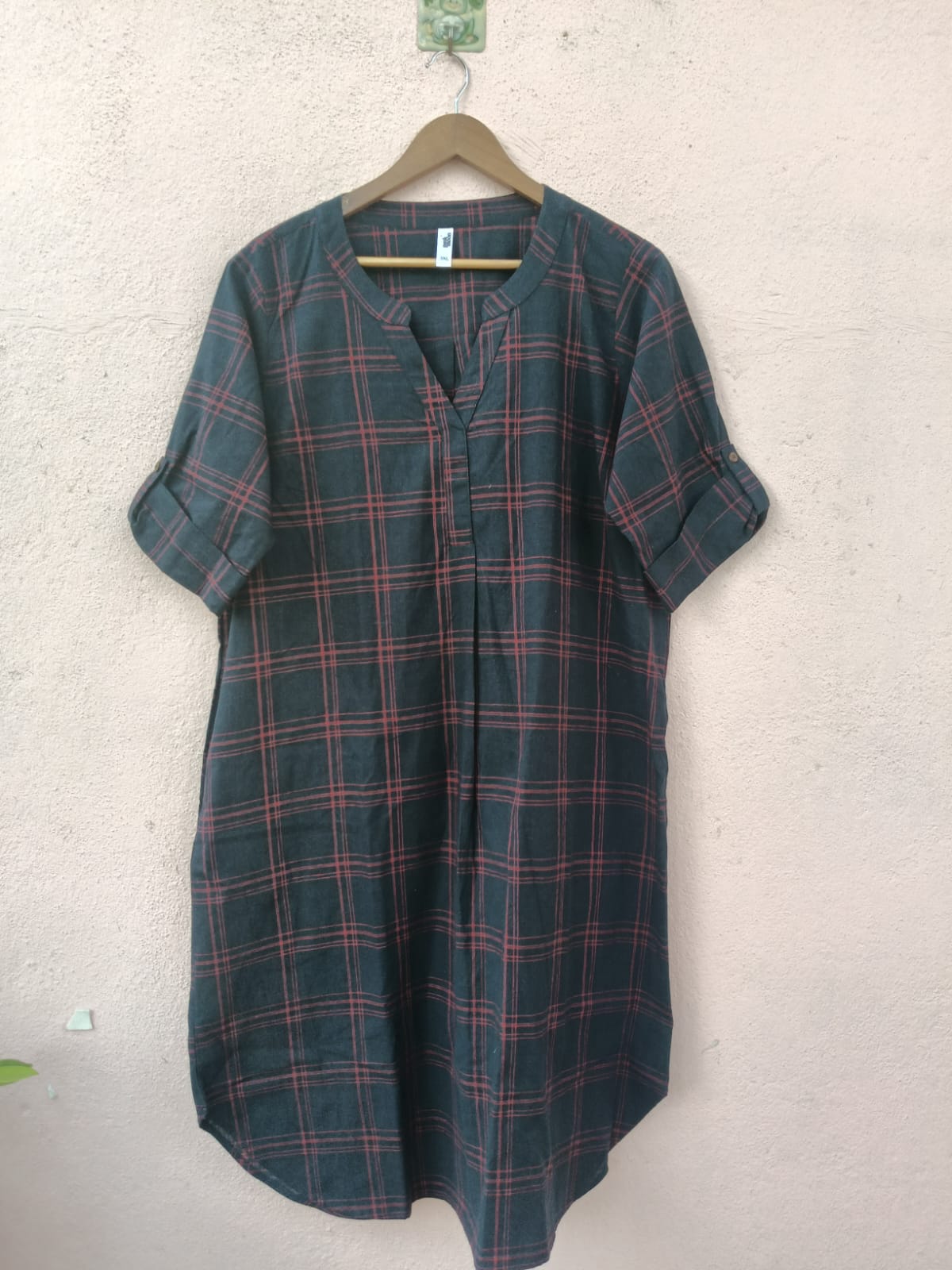 Navy Cotton Checks Dress