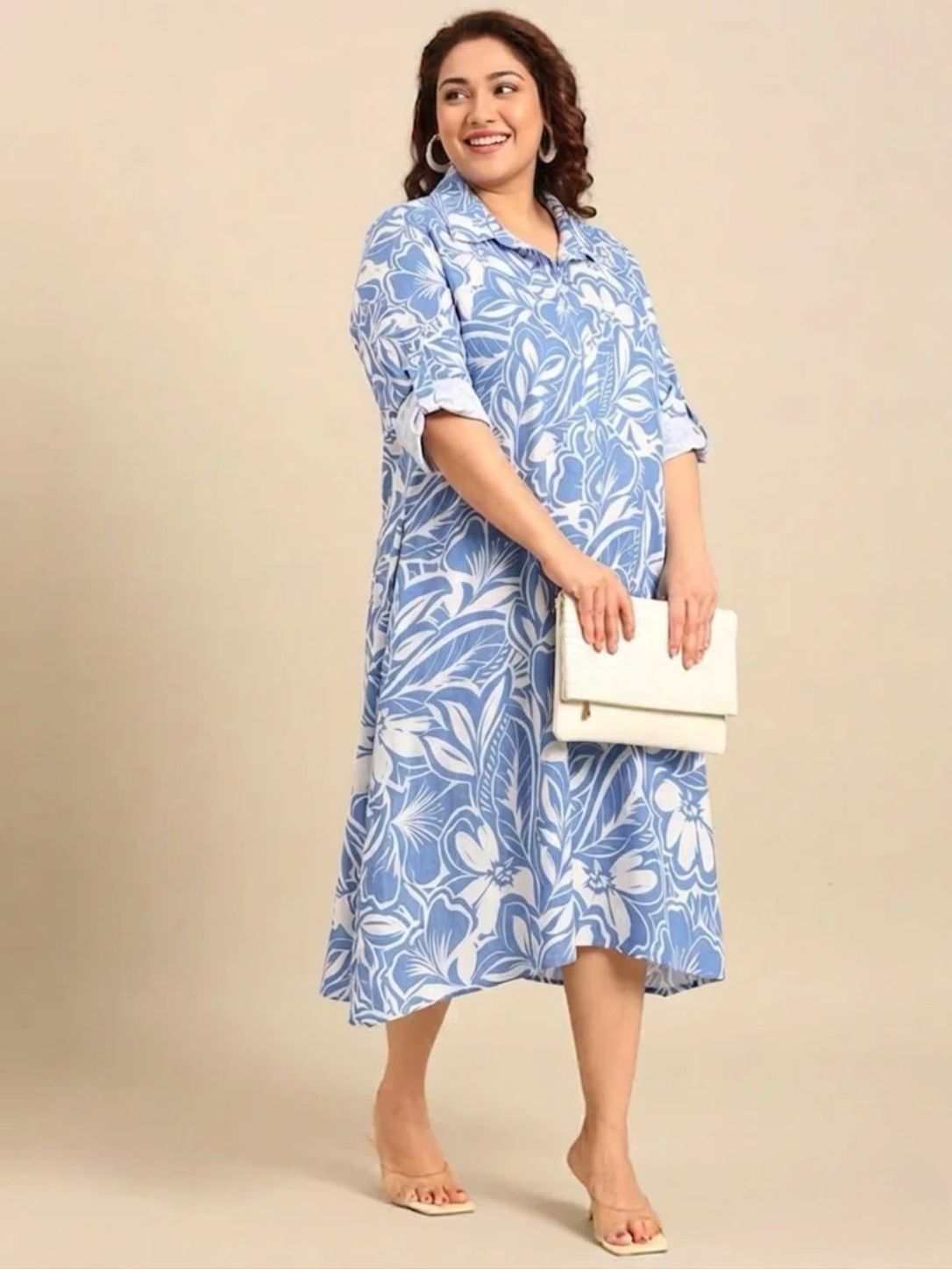 Cotton Floral Print A-Line Dress