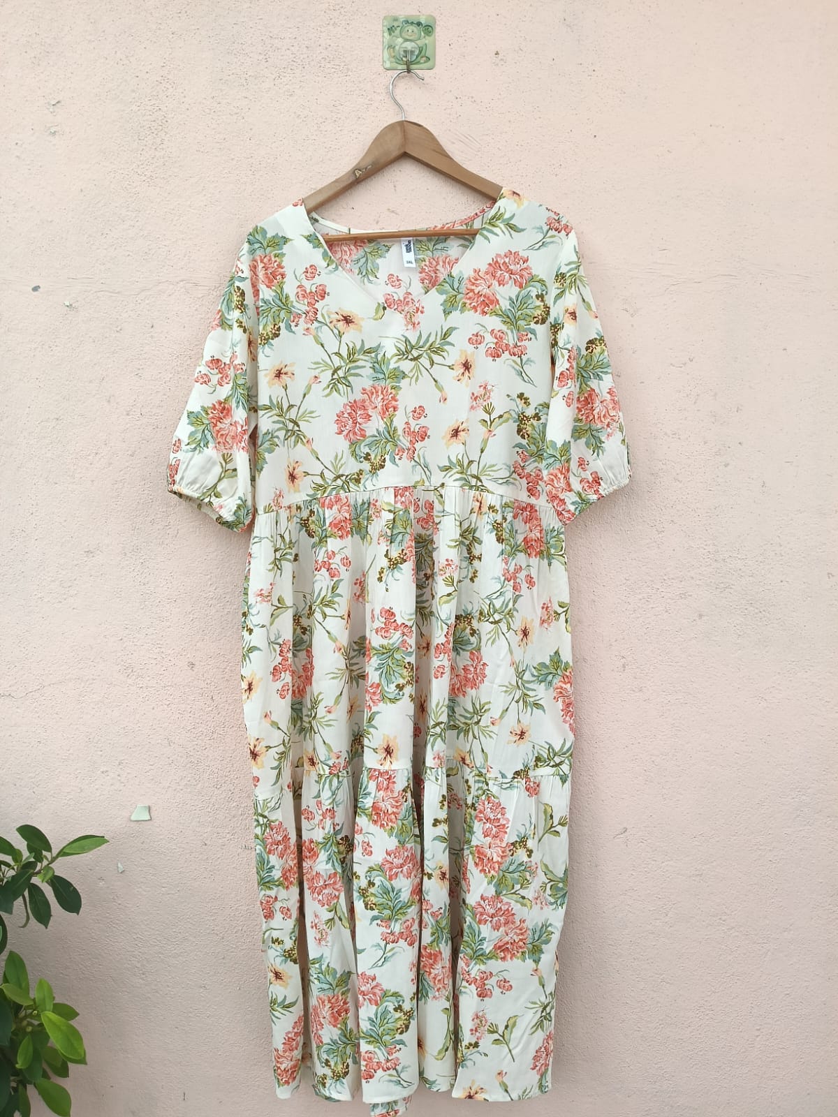 Off White V-Neck Dress