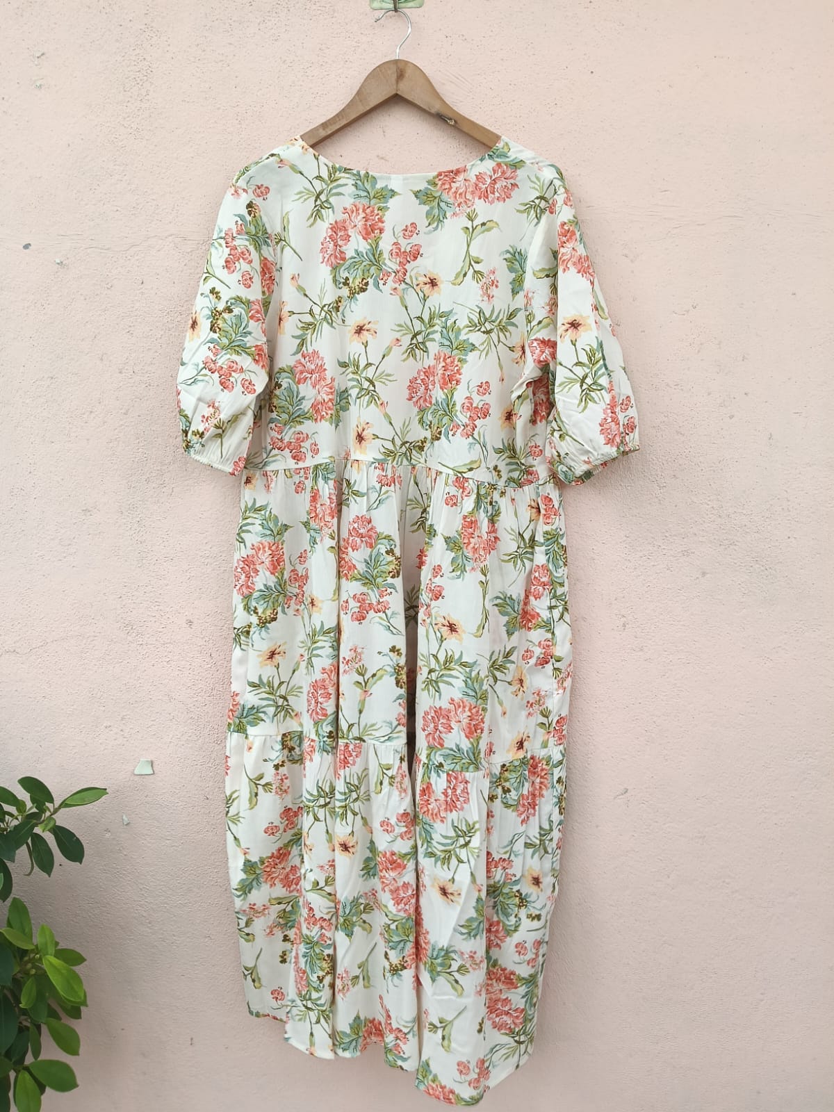 Off White V-Neck Dress