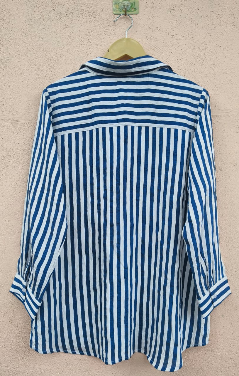 Teal and White Striped Shirt
