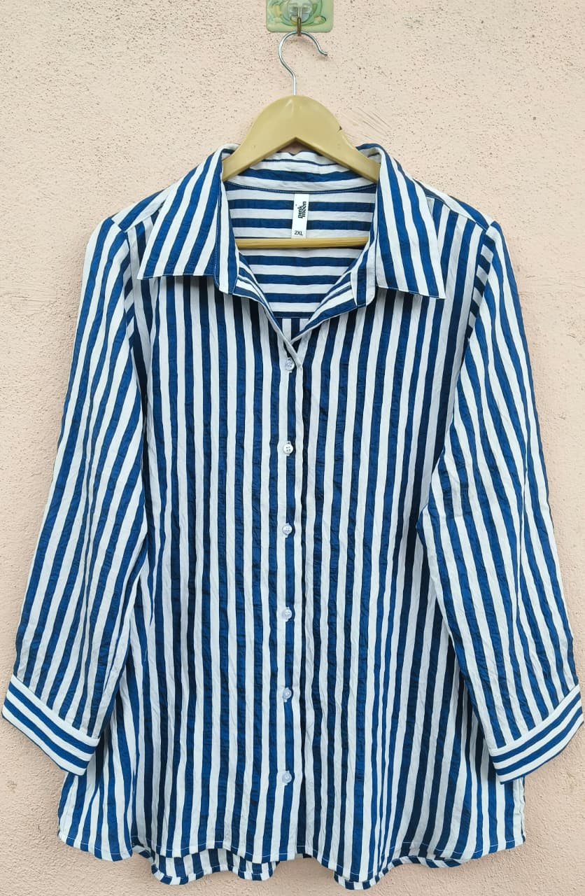 Teal and White Striped Shirt