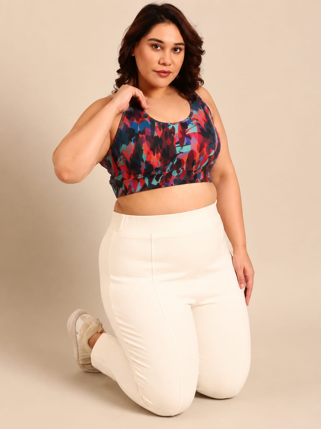 Abstract Neon Printed Sports Bra