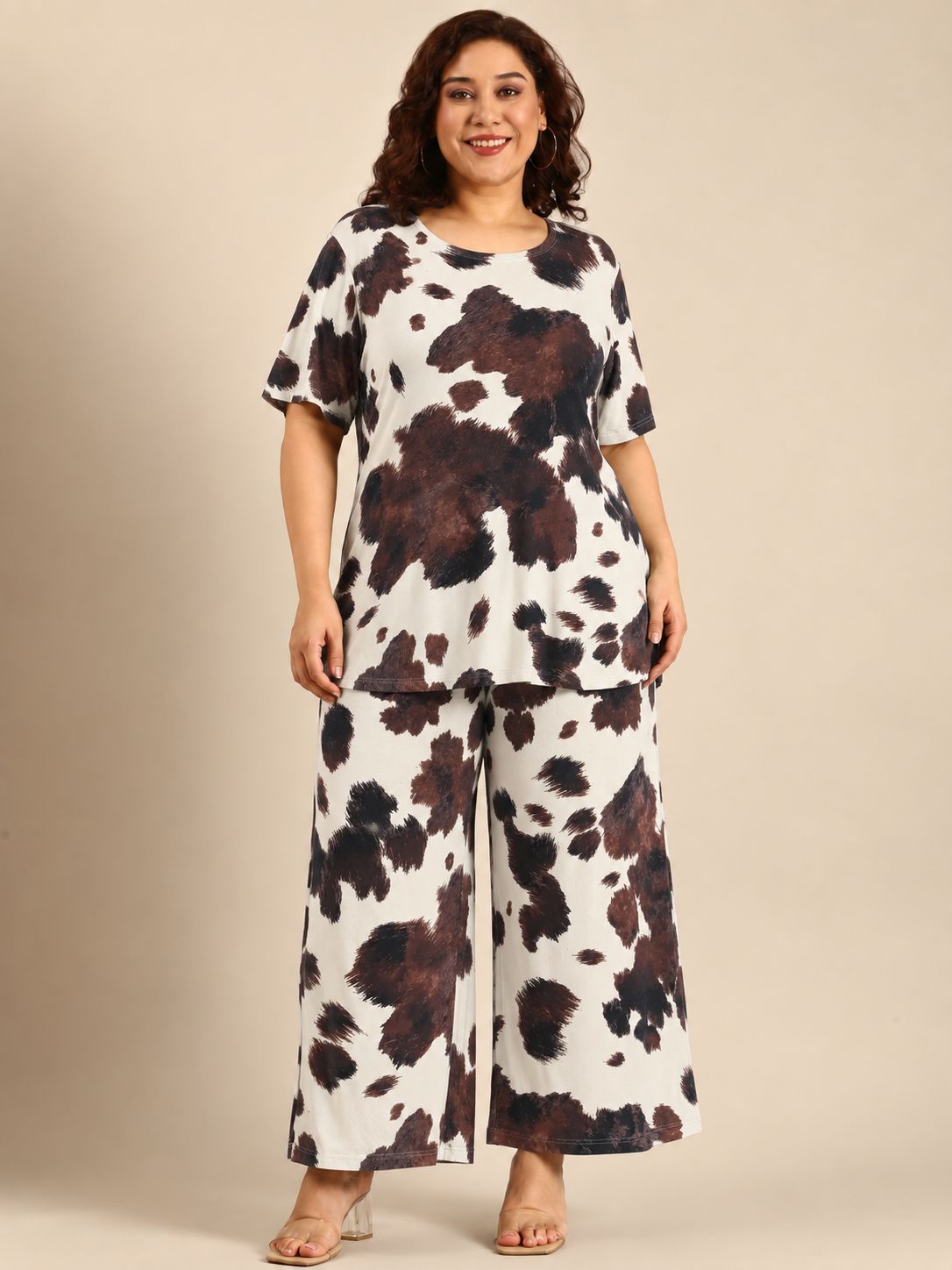 Brown Printed Co-ord Set (2 Piece)
