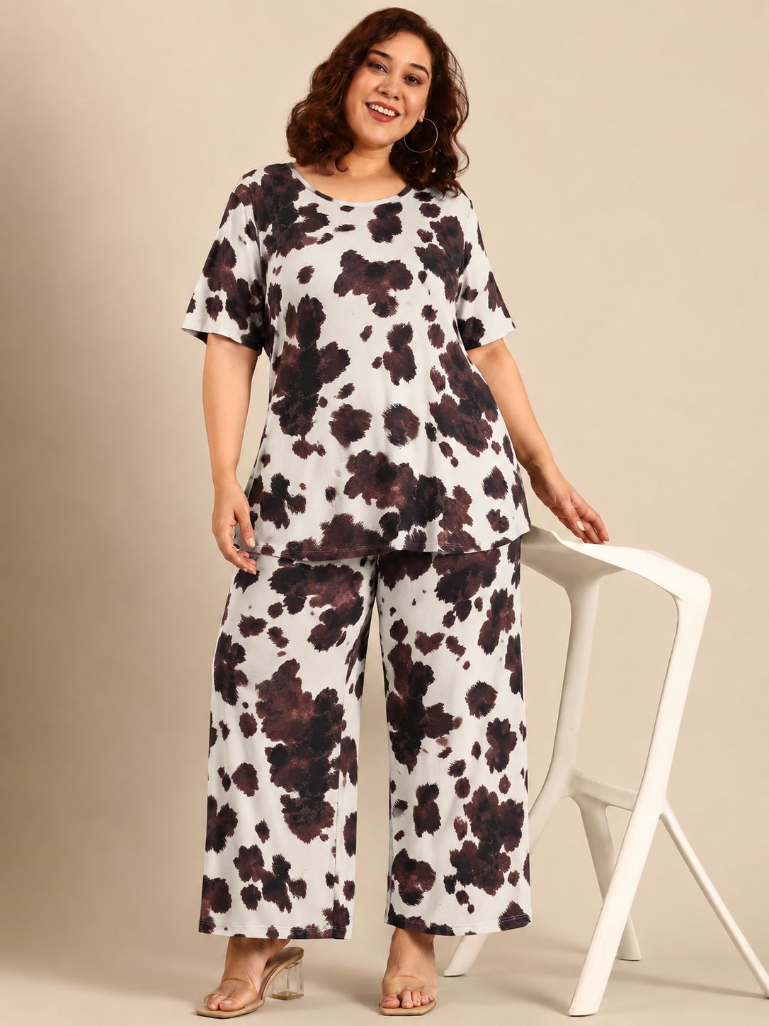 Brown Printed Co-ord Set (2 Piece)