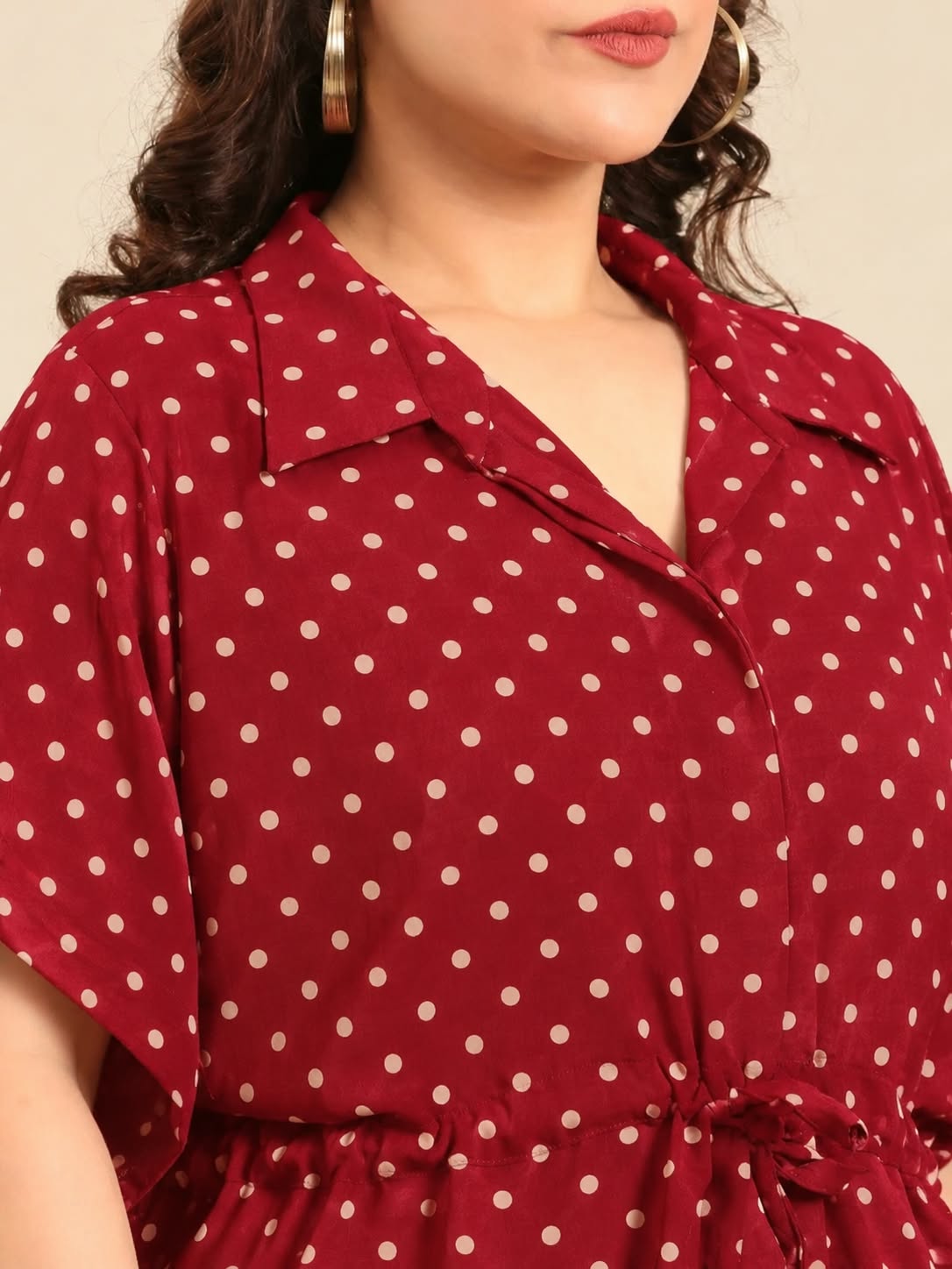 Polka-Dot Linen Drawstring Co-Ord Set (2-Piece)