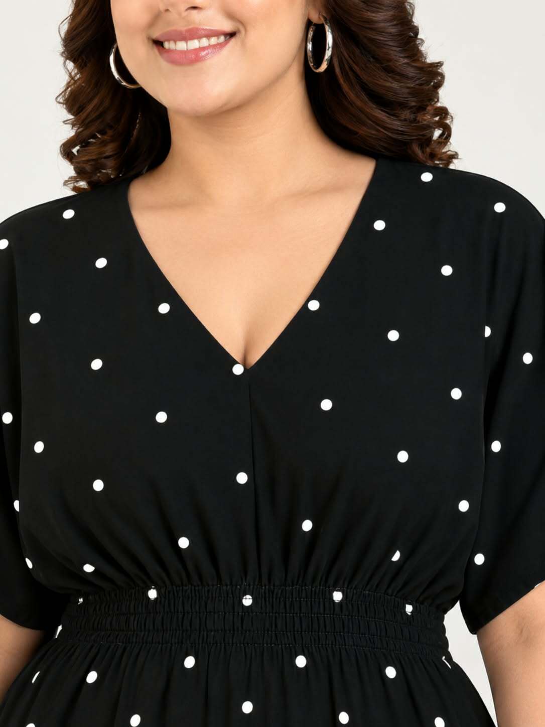 Black-White Polka Smocking Dress