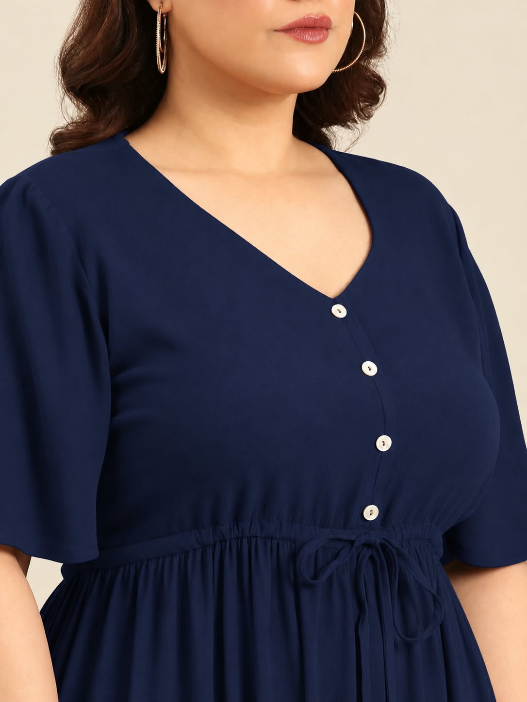 Navy Tie-Up Dress