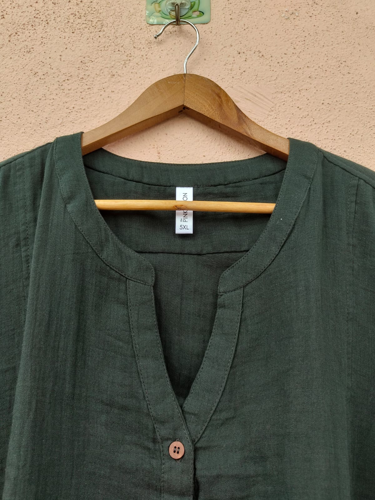 Solid Green V-Neck Tunic