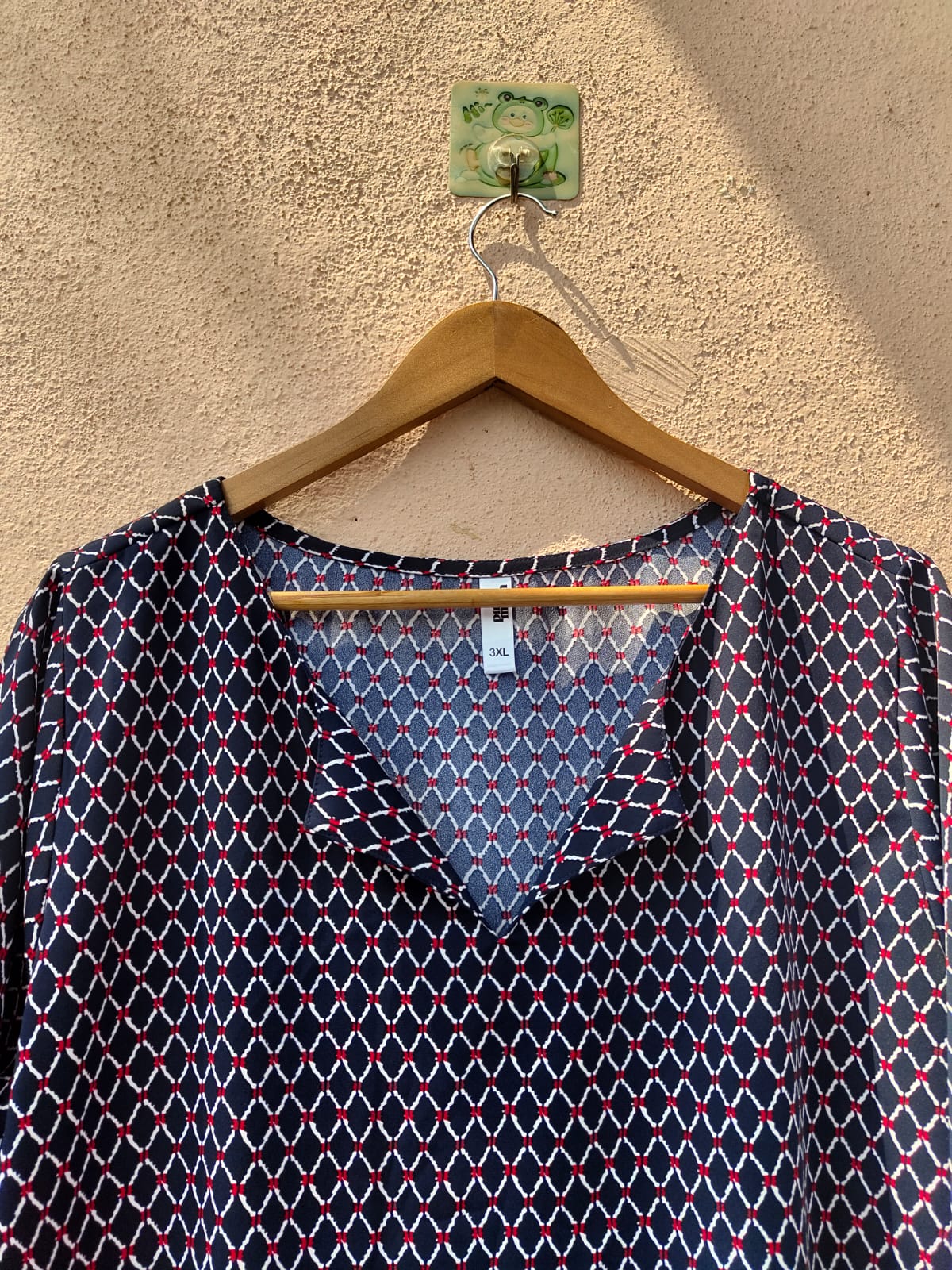 Navy Dot Printed V-Neck Dress