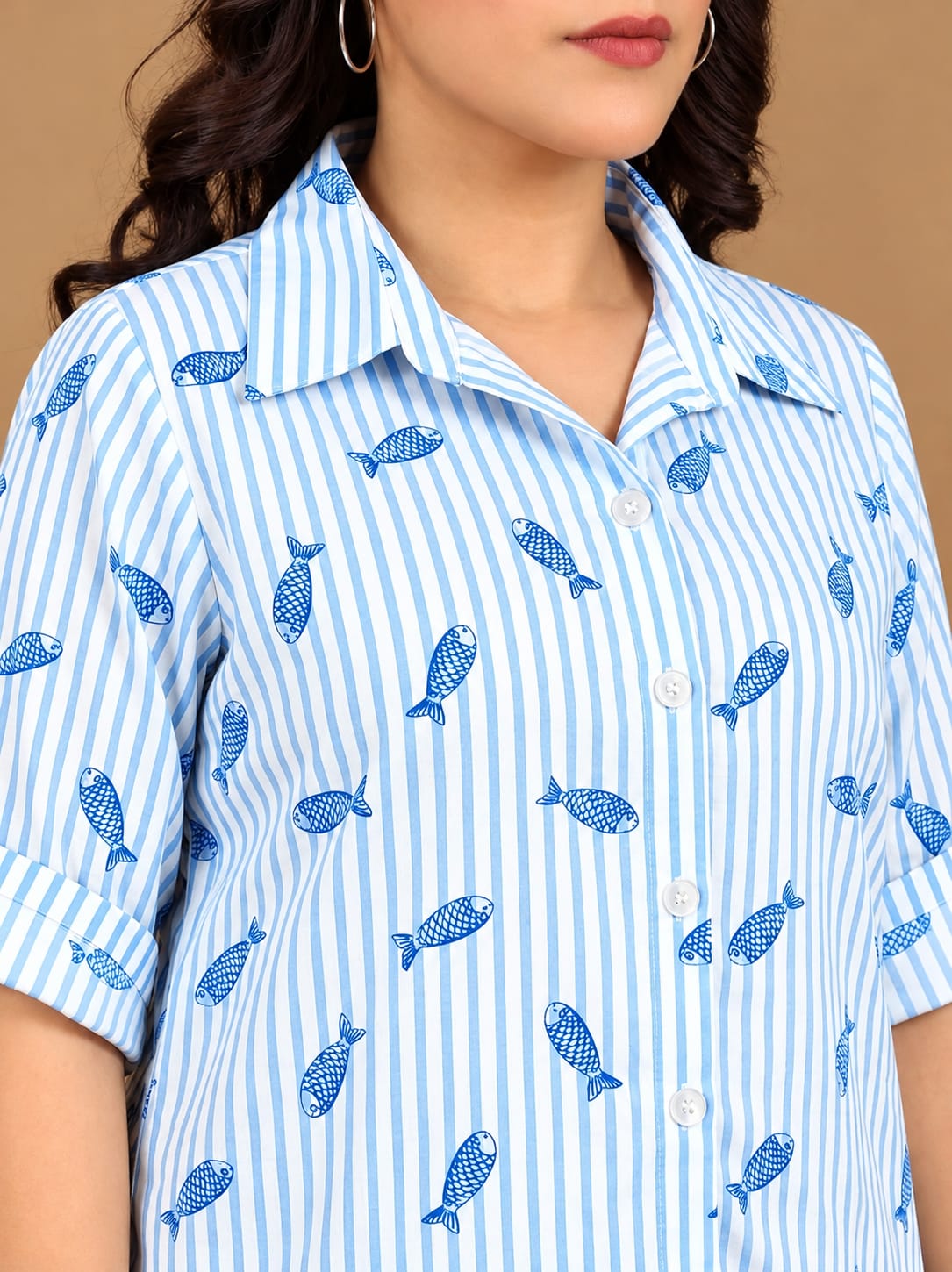 Cotton Blue & White Striped Shirt