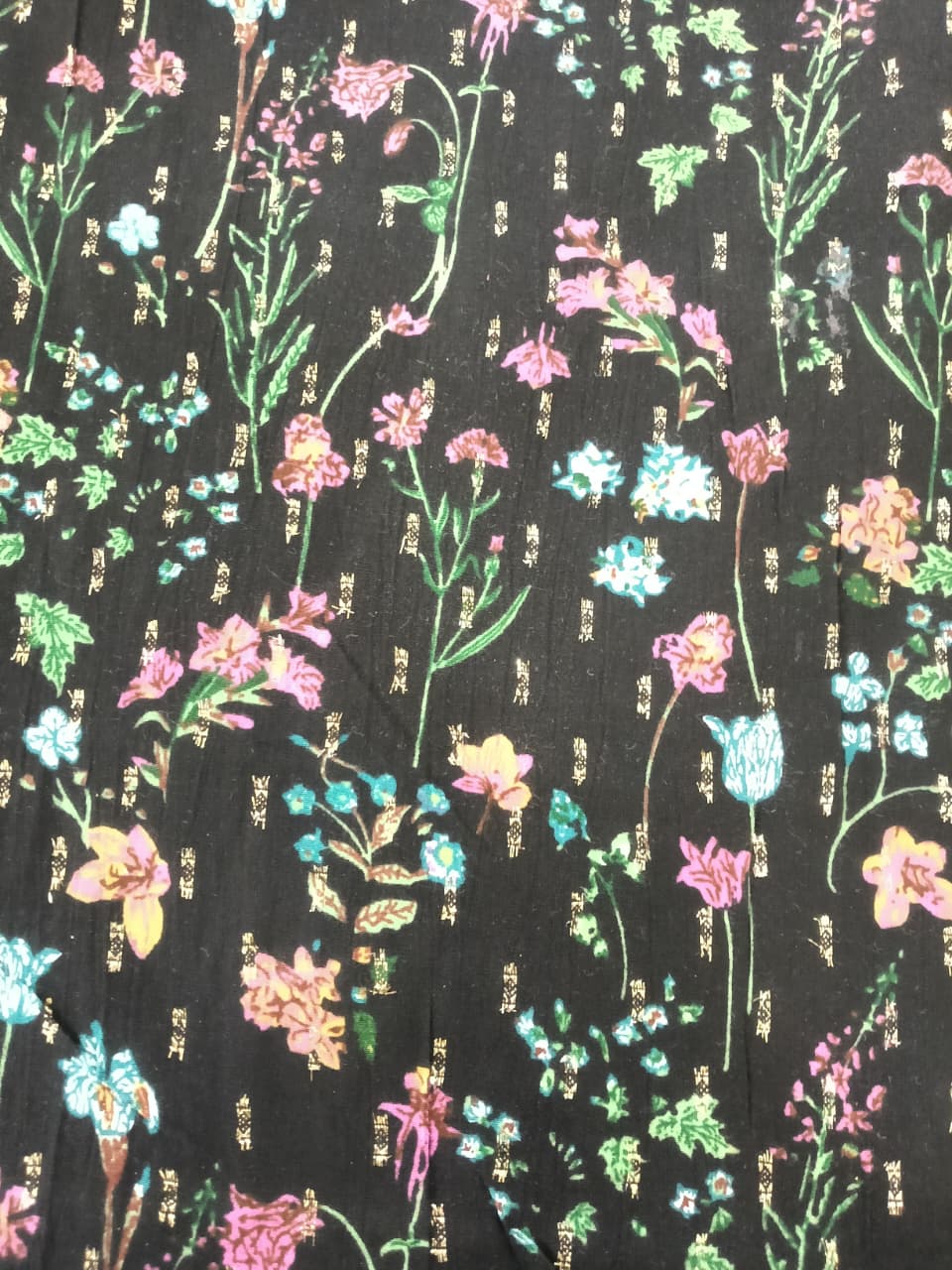 Black Floral Shimmer Dobby A-Line Midi Dress