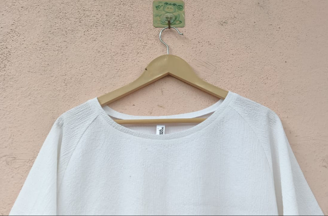 White Textured Knit Top