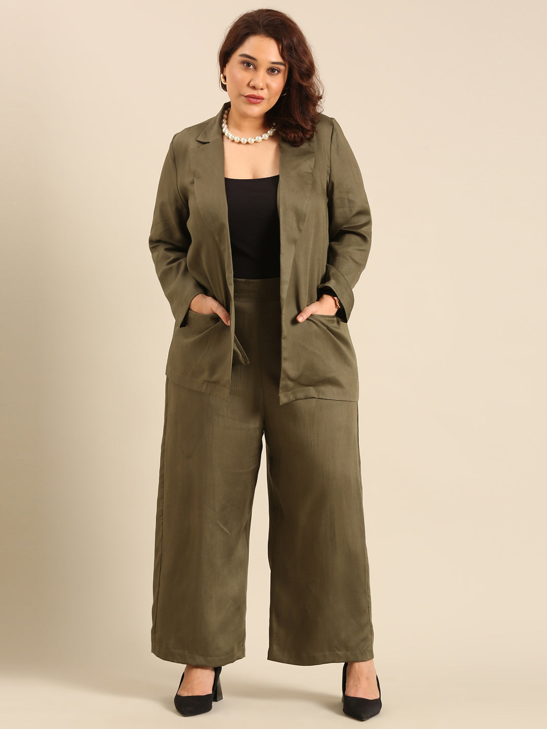 Wide-Leg Olive Palazzo