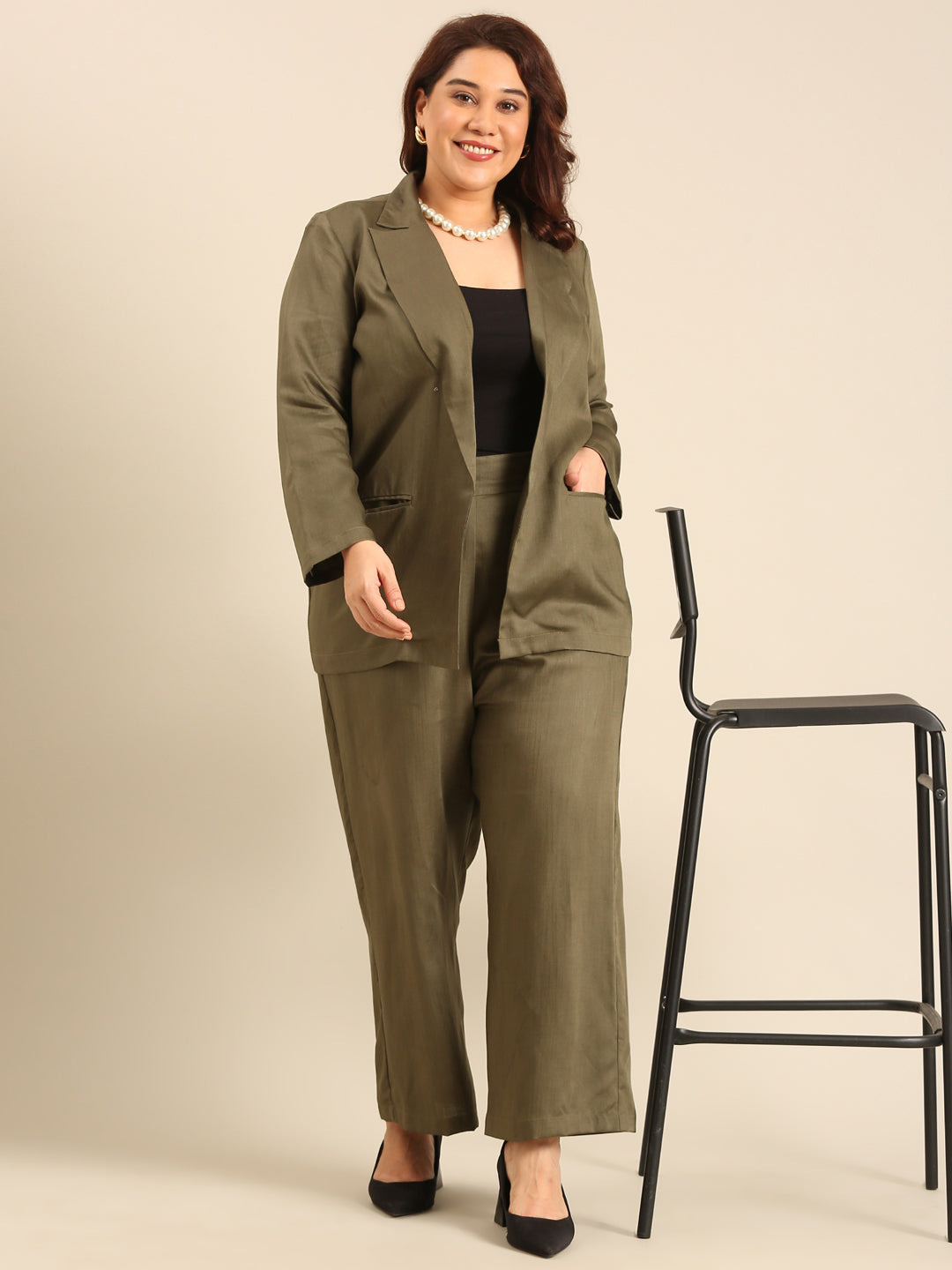 Wide-Leg Olive Palazzo