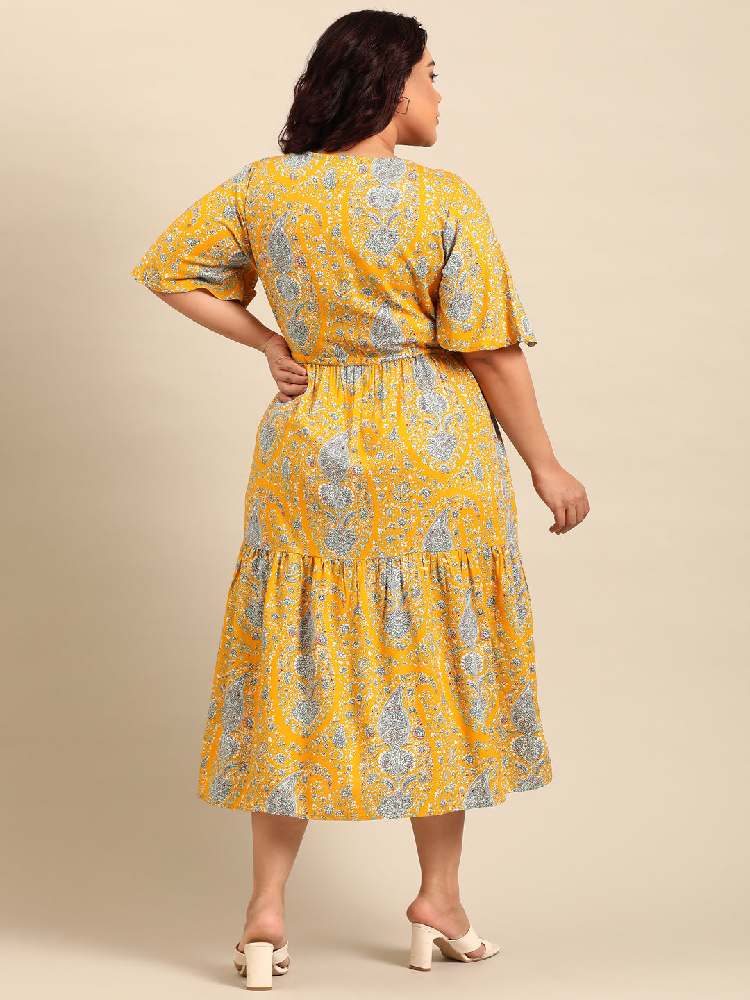 Yellow Paisley Printed Dress