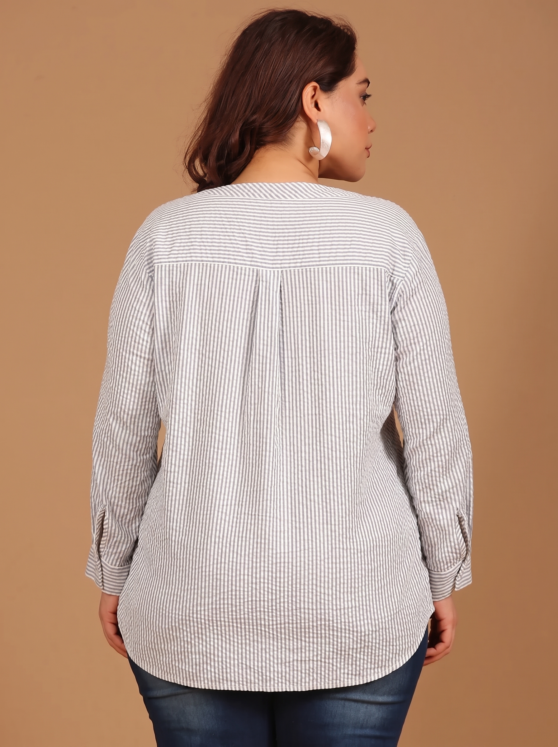 Cotton Blue-White Striped Top