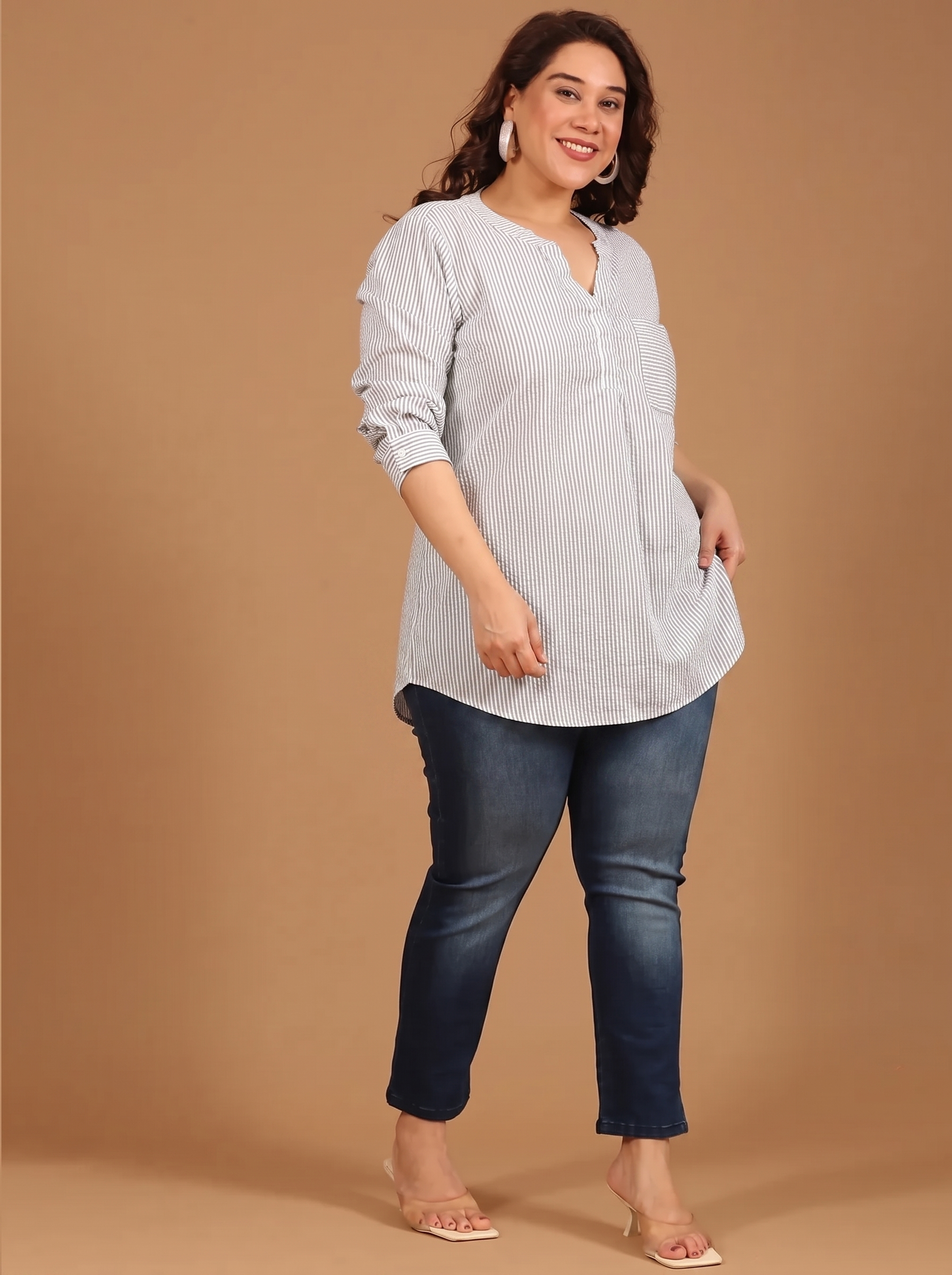 Cotton Blue-White Striped Top