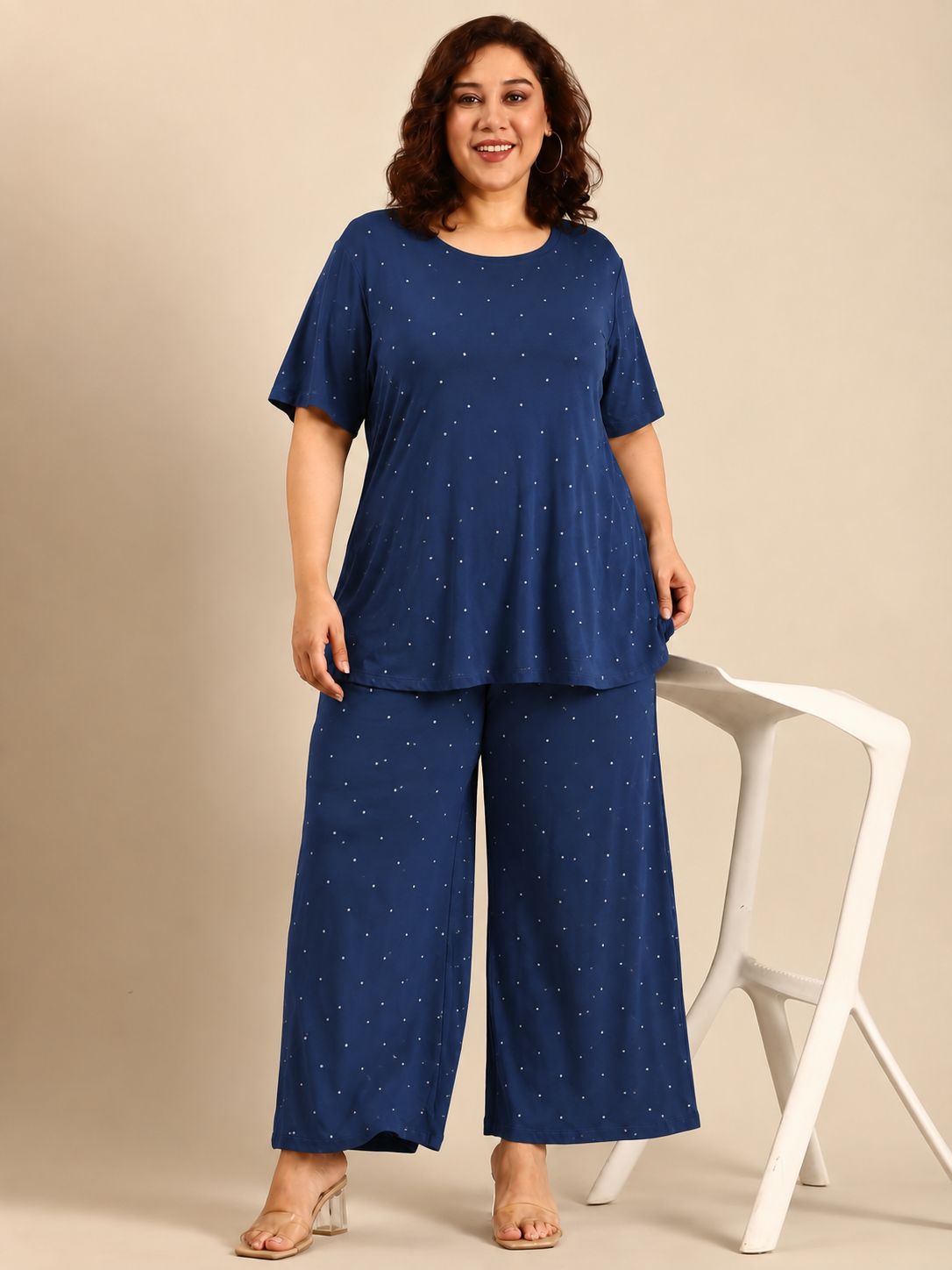 Navy Polka Dot Co-ord Set (2 Piece)