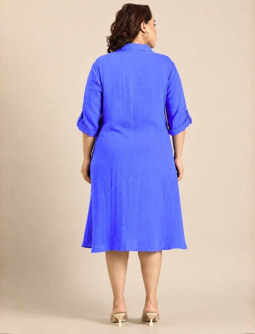 Blue A-Line Shirt Dress