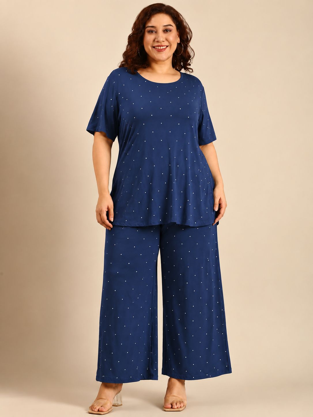 Navy Polka Dot Co-ord Set (2 Piece)