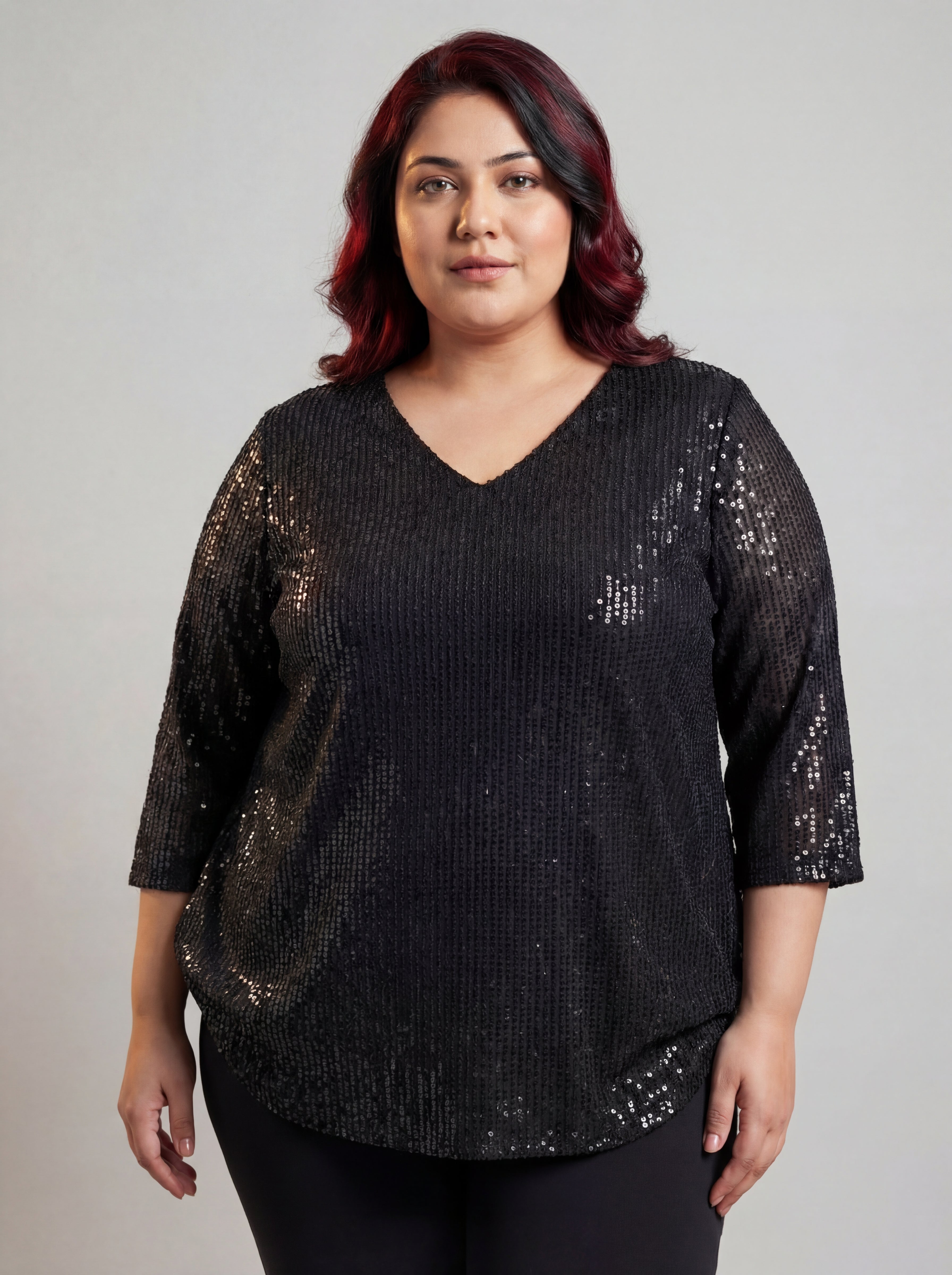 Black Shimmer Sequin Top