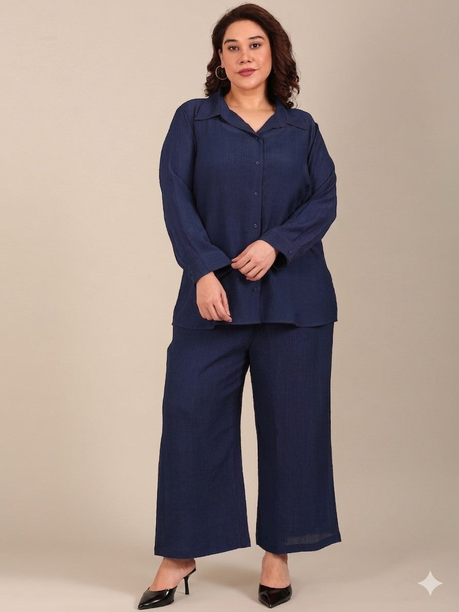 Navy Crepe Co-ord Set (2 Piece)