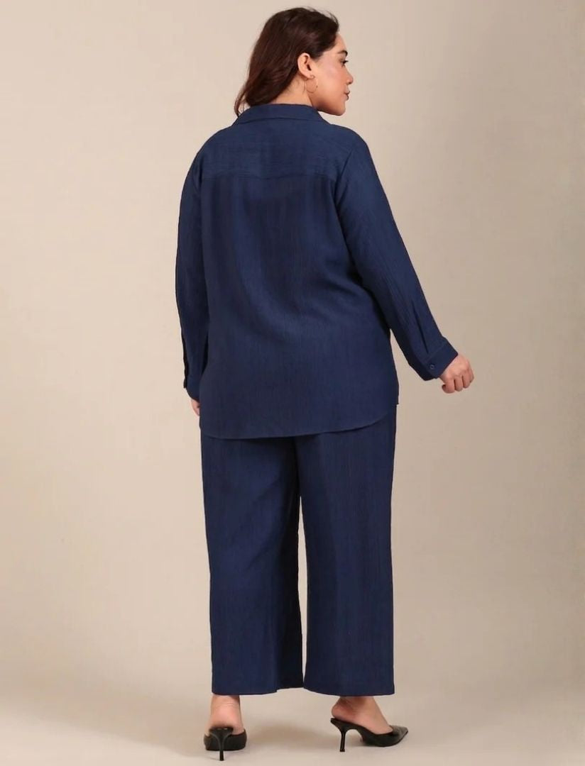 Navy Crepe Co-ord Set (2 Piece)