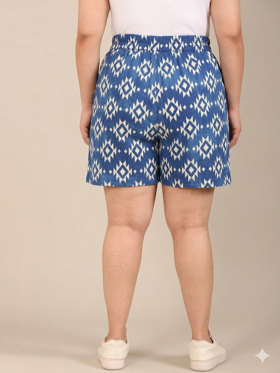Cobalt Ikkat Shorts