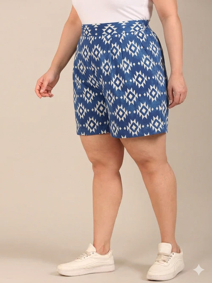 Cobalt Ikkat Shorts