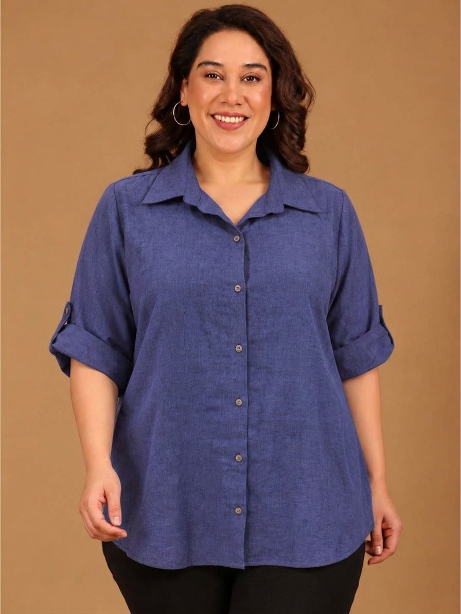 Cobalt Linen Button Down Shirt