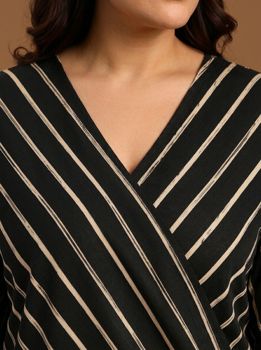 Black Stripe Overlap Top
