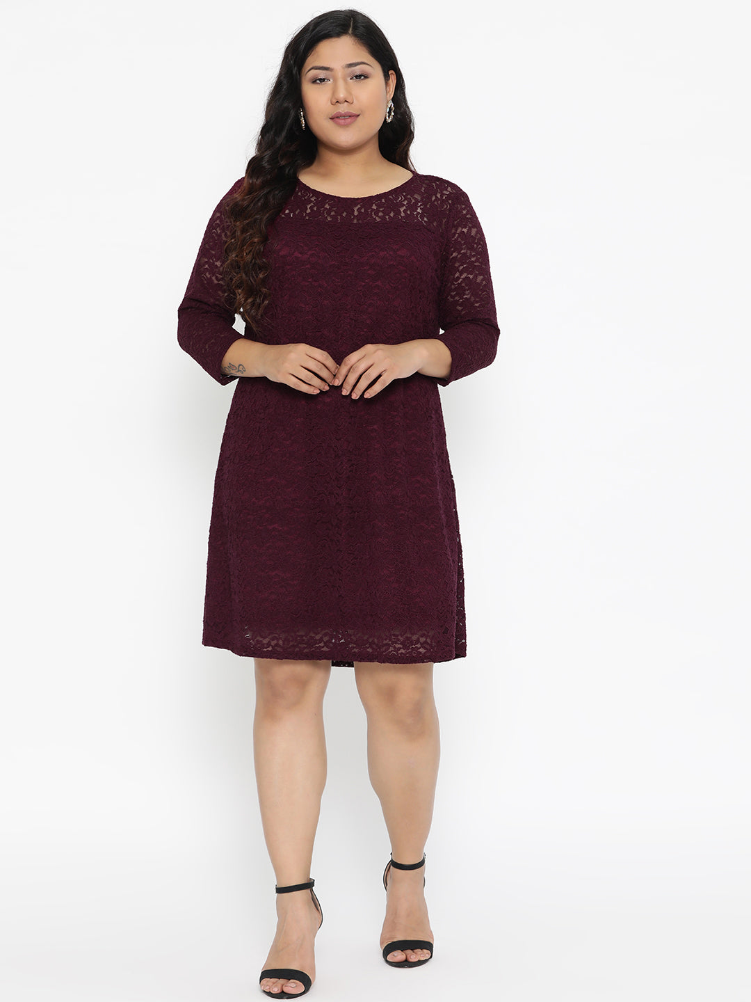 Wine Lace Dress
