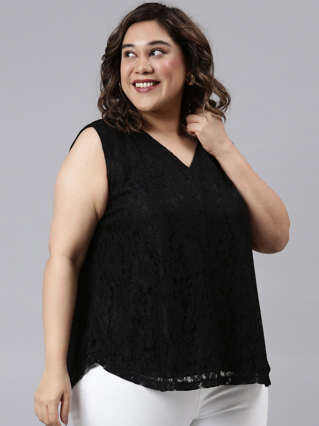 Black Lace Sleeveless Top