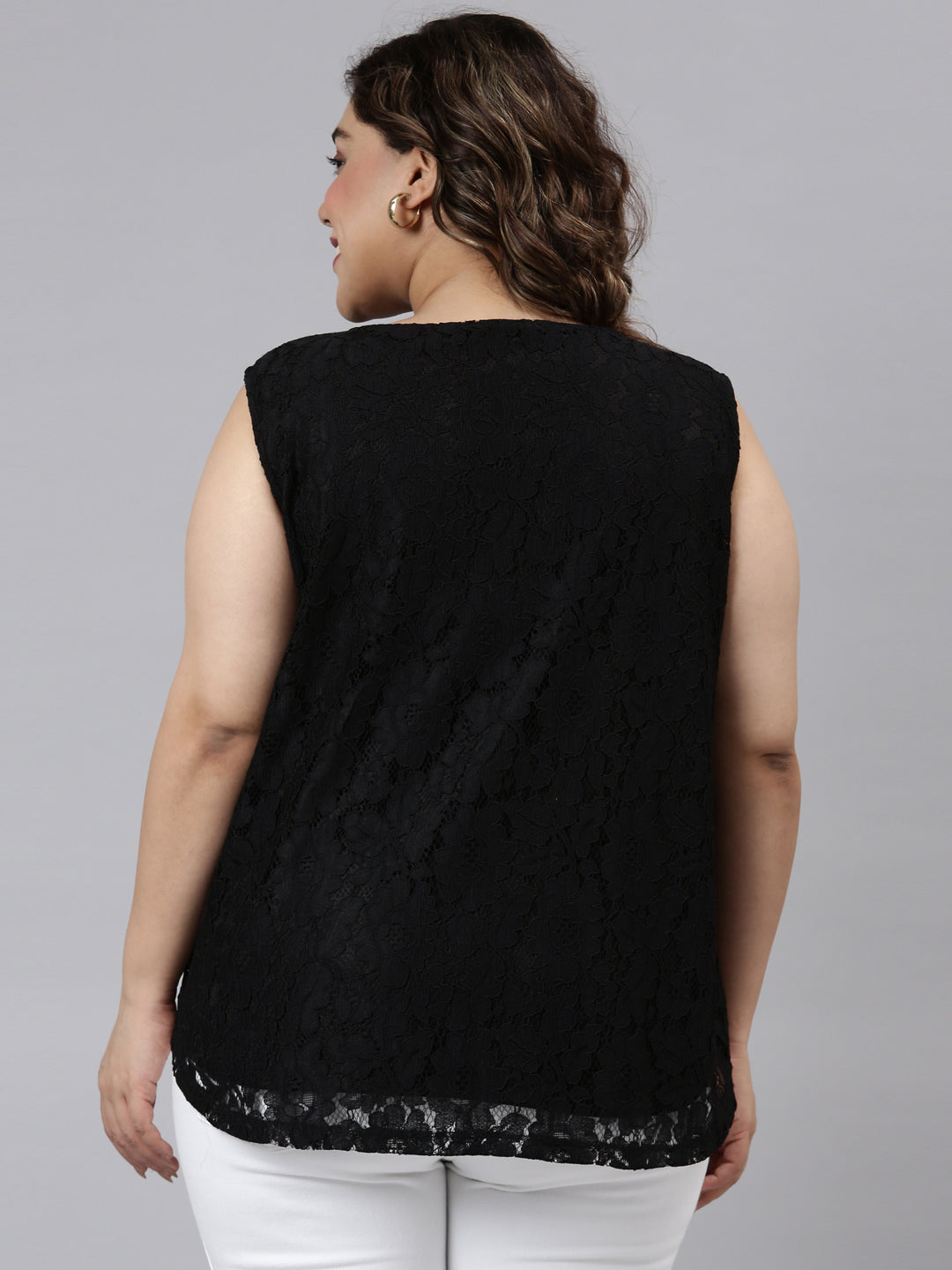 Black Lace Sleeveless Top
