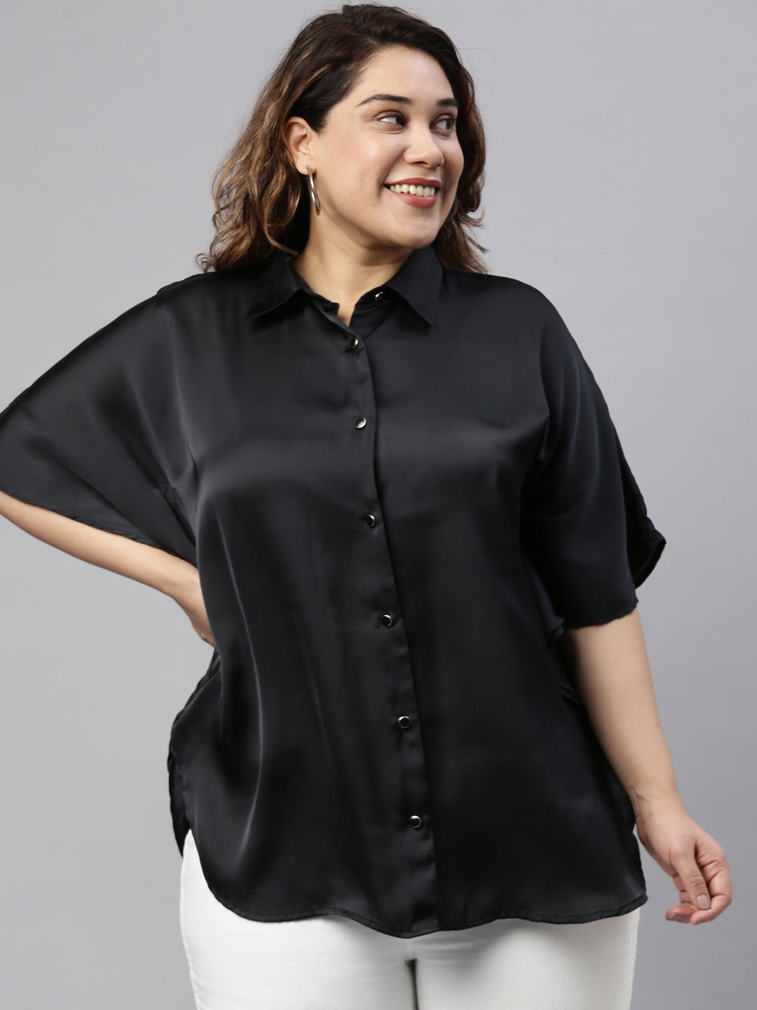 BLACK SATIN KAFTAN