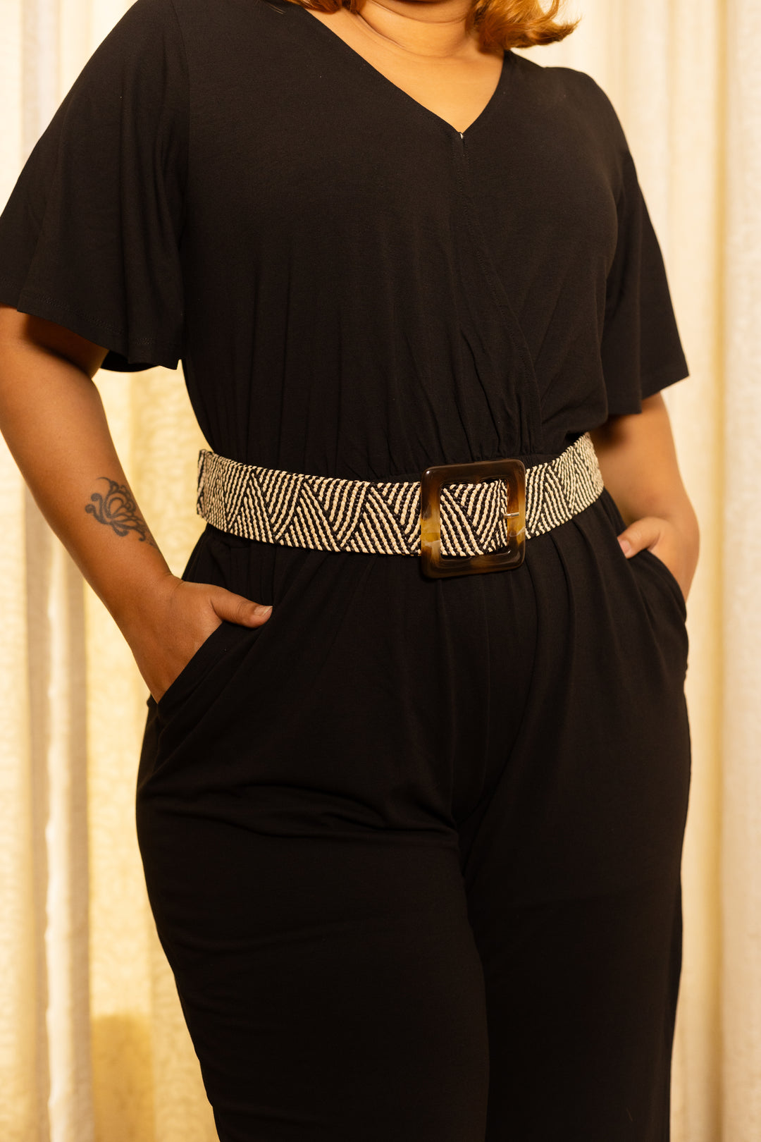 Black Jumpsuit And Belt Combo