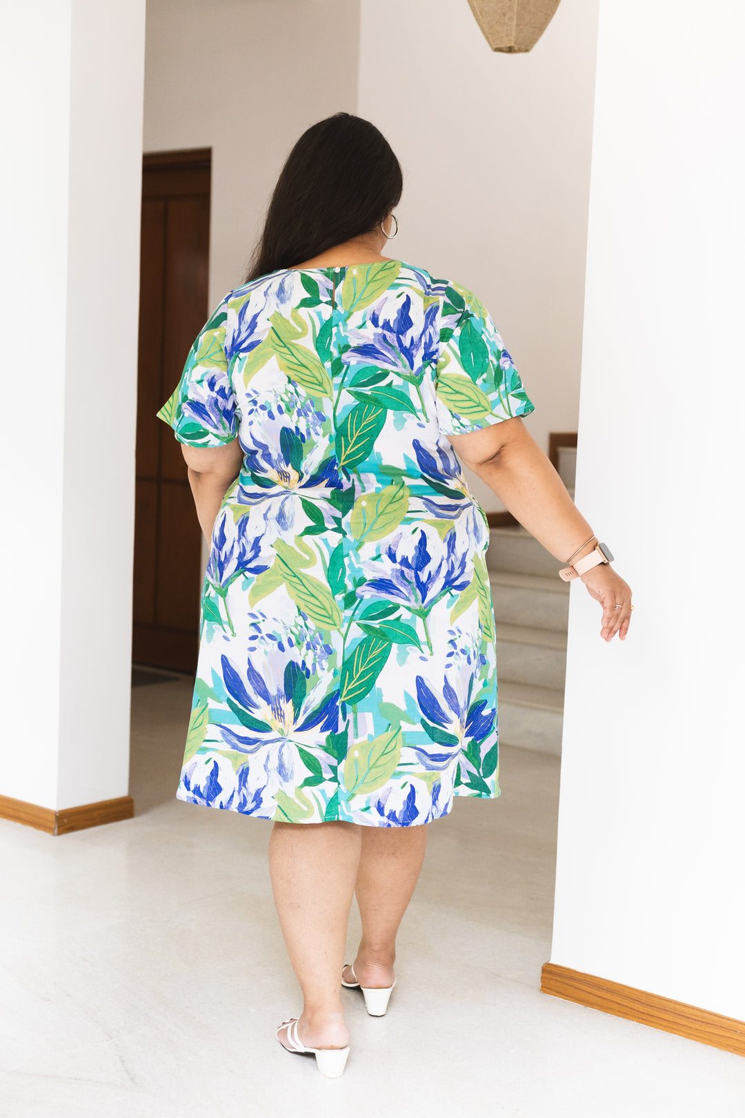 Tropical Print A-Line Dress