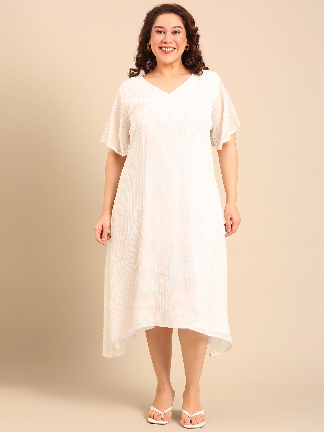 Embroidered White A-Line Dress