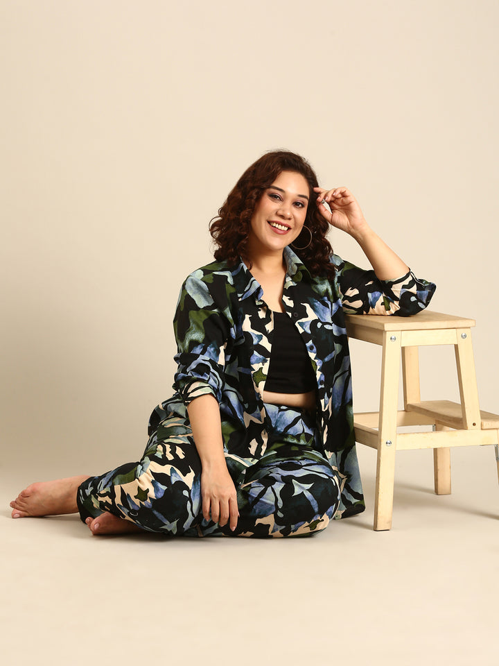 Abstract Printed Button Down Shirt