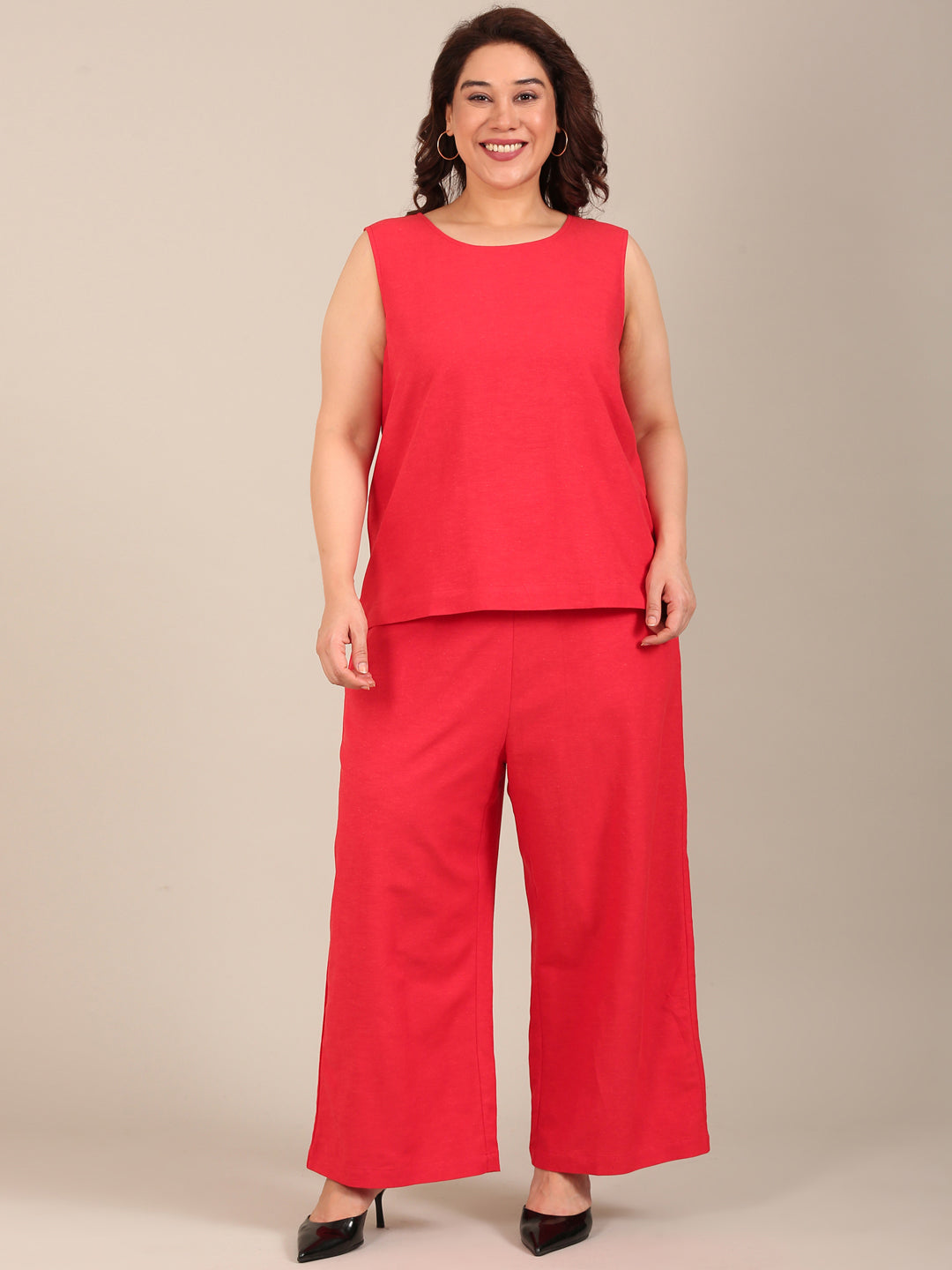 Red Sleeveless Co-ord Set (2 Piece)