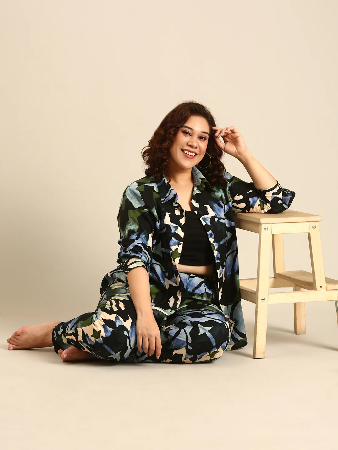 Abstract Print Linen Co-ord Set (2 Piece)