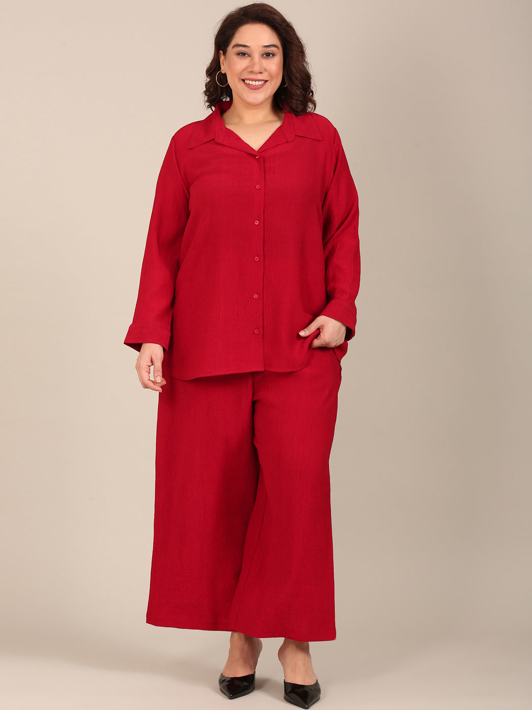 Red Crepe Co-ord Set (2 Piece)
