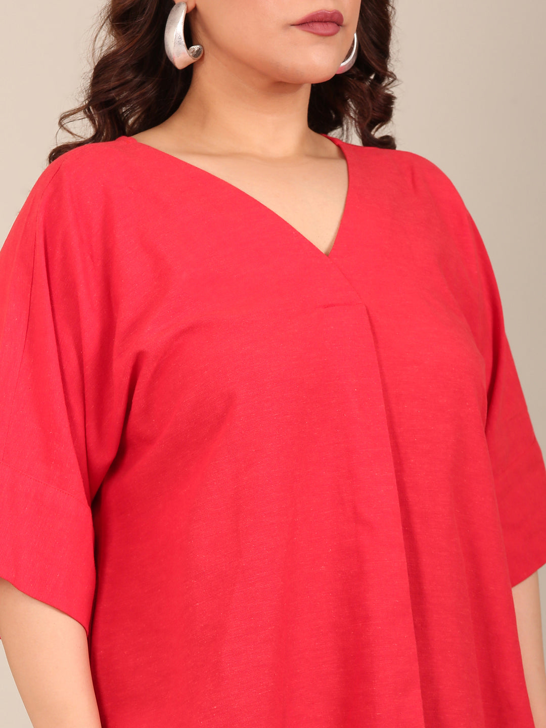 Solid Red Front Pleat Top